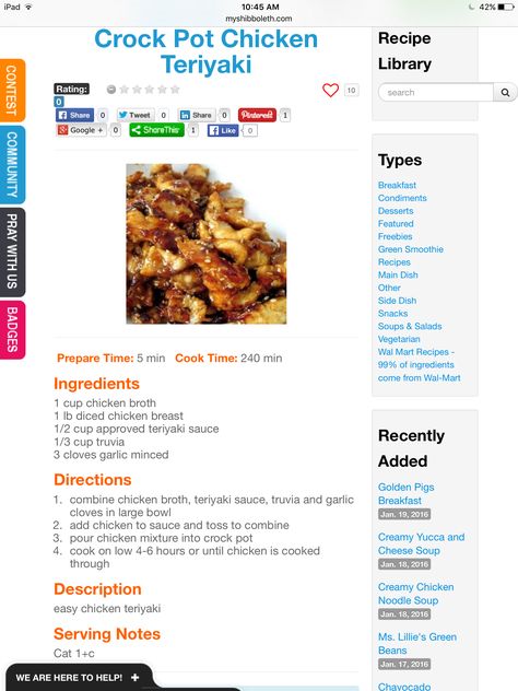 Shibboleth Diet, Shibboleth Recipes, Recipes Crock Pot, Teriyaki Chicken Crock Pot, Chicken Teriyaki, Diet Ideas, Teriyaki Chicken, Green Smoothie Recipes, Chicken Crockpot Recipes