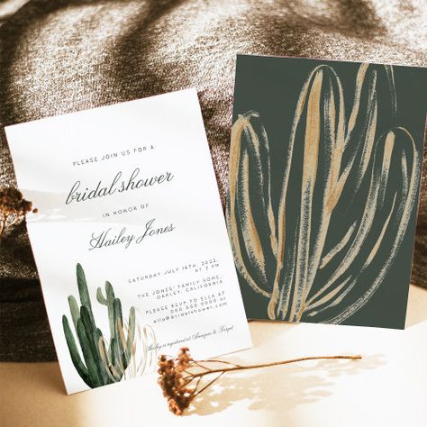 Modern Cactus Bridal Shower Invitation for $2.70 - Bridal Shower Invitations Cactus Wedding Invitations, Classy Wedding Invitations, Cactus Wedding, Date Invitation, Wedding Anniversary Invitations, Wedding Party Invites, Watercolor Cactus, Wedding Invitations Boho, Bohemian Summer