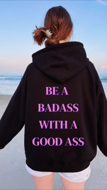 Etsy | ElevatedByJaiden on Instagram: "Be A Badass With A Good Ass Hoodie Sweatshirt now available on Etsy!! ✨🔗 in bio!! ☁️✨ #vsco #vscogirl #vscocam #vscoedit #vscogram #vscohoodies #hoodie #hoodies #etsy #etsyseller #etsyshop #cutehoodie #coolhoodies #trendylook #trendyoutfits #pinterest #pinterestaesthetic #pinterestinspired #pinterestphoto #pinterestgirl #pinterestfashion #pinterestphoto #pinterestfashion #smallbusiness #springoutfits #beachoutfits #coconutgirlaesthetic #beabadasswithagooda Vsco Hoodies, Fall Dinner Outfit, Outfit Ideas College, Dinner Outfit Fall, College Girl Outfits, Vsco Hoodie, Hoodie Ideas, Fall Outfits For School, Cute Hoodie