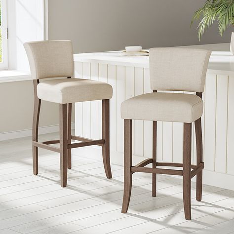 Rosalind Wheeler Bar Stool | Wayfair.co.uk White Wood Bar Stools, Kitchen Island Stools With Backs, White Kitchen Bar Stools, Bar Stools Uk, Country Bar Stools, Kitchen Stools With Back, Beige Bar Stools, Chairs For Kitchen Island, Island Bar Stools