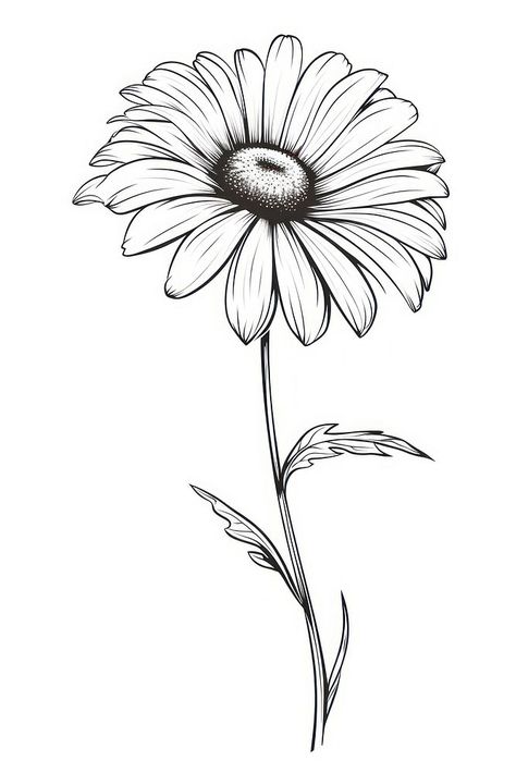 Asters Flower Drawing, Realistic Daisy Drawing, Aster Flower Sketch, Aster Flower Outline, White Daisy Drawing, Daisies Sketch, Flower Drawing Daisy, Flower Daisy Aesthetic, Drawing Of A Daisy