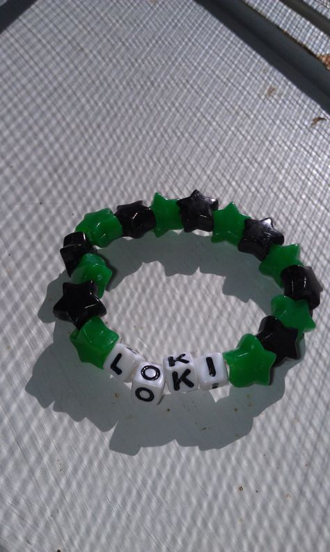 Loki with star beads, $2.00. #loki #thor #avengers #marvel #comics Loki Bracelet, Thor Birthday, Avengers Marvel Comics, Thor Avengers, College Au, Star Beads, Loki Thor, Bracelet Ideas, Friendship Bracelet Patterns