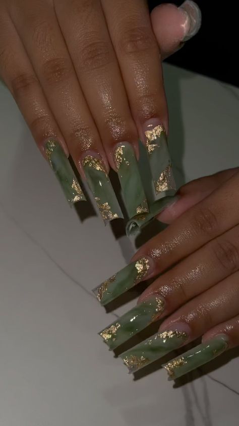 Pretty Nail Ideas Acrylic Long, Jade Acrylic Nails, Jade Nails Acrylic, Jade Green Nails Acrylic, Instagram Baddie Acrylic Nails, Vanilla Nails, Prom 2k23, Jade Nails, Acrylic Nails Nude