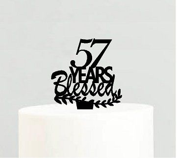 57th Birthday Anniversary Blessed Years Cake Decoration Topper 57 Birthday Cake, 57 Birthday, Happy 57th Birthday, 68 Birthday, 71 Birthday, 90th Birthday Cakes, 72 Birthday, 77th Birthday, 79th Birthday