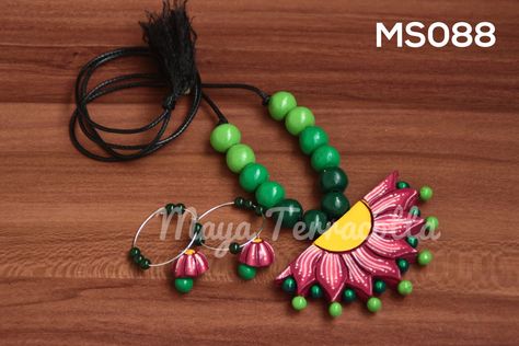 Whatsapp on 9880590828 Terracotta Jewellery Designs, Terracotta Jewellery, The Lotus, Ceramic Jewelry, Jewellery Designs, Clay Art, Clay Jewelry, Lotus, Polymer Clay