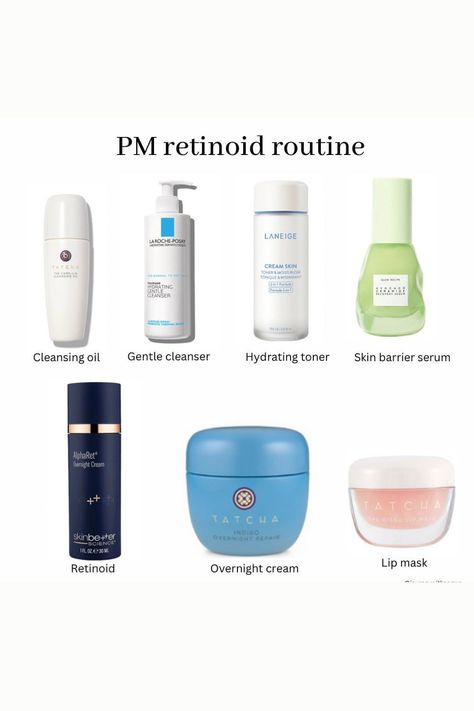 Pm Skincare Routine With Retinol, Skincare For Fine Lines, Retinoid Skincare Routine, Tretinoin Routine Skincare, Sensitive Skin Serum, Pm Skincare Routine, Hygiene Essentials, Pm Routine, Regular Skin Care Routine