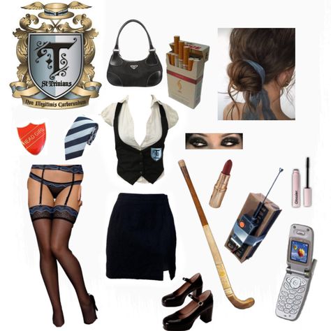 Sttrinians sttriniansaesthetic sttriniansoutfit poshtotty sttriniansemo sttrinianschav anabellefritton mrsfritton whatidwearinmovie whatidwear St Trinians Halloween Costume, St Trinians Outfit, St Trinians Costume, Saint Trinians, Miss Trinity Outfits, Confessions Of A Teenage Drama Queen Costume, Blonde Squad Victorious Costume, Cosplay Crochet, Childhood Films