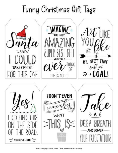 These free printable Christmas gift tags are funny and sarcastic, so they're a perfect way to show your sense of humor this holiday! Grab the printable funny holiday tags for FREE now! Christmas Gift Printables Free, To And From Tags Printable, Christmas Gifts Quotes, Free Christmas Labels, Funny Christmas Tags, Free Christmas Tags, Gifts Quotes, Free Printable Christmas Gift Tags, Diy Christmas Tags