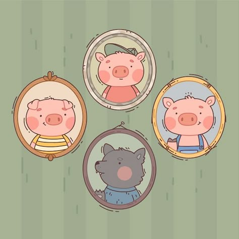 Pigs Illustration, Piglet Drawing, Three Little Pig, 3 Little Pigs, The Three Little Pigs, Pig Drawing, Pig Illustration, Illustration Art Kids, Board Game Design