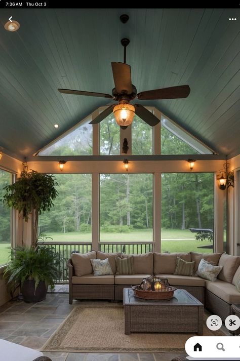 Screened Porches Designs, Interior Screened In Porch Ideas, Screened In Back Porch With Fireplace, Outside Screened In Porch Ideas, Indoor Patio Ideas Screened Porches, Screened In Porch Decorating Ideas Cozy, Screened In Porch Furniture Ideas, Enclosed Back Porch Ideas, Screen In Porch Ideas