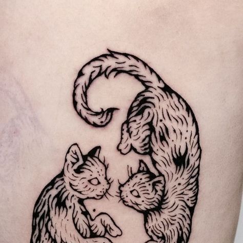 Ola Krupnik Tattoo on Instagram: "Dzisiaj dzień kota 😻 dziękuję! #cattattoo #kittytattoo #catlover #linearttattoo #illustrationartists #cutetattoos #polandtattoos #polishtattooartist #polskatattoo #kot #gdansk #gdynia #sopot #illustagram #catsgram" Trippy Tattoo Ideas, Cat And Dog Tattoo, Trippy Tattoo, Woodcut Tattoo, Engraving Tattoo, Food Tattoos, Mouthwatering Food, Black Cat Tattoos, Party Tattoos