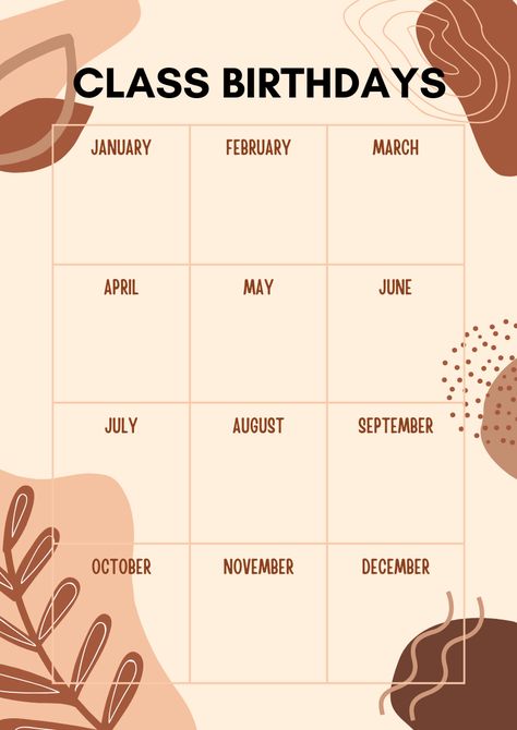 Birthday Calendar Aesthetic, Teacher Planner Templates, Empty Notebook, Timetable Template, Class Birthdays, School Timetable, Creative School Project Ideas, Wallpaper Wa, School Schedule