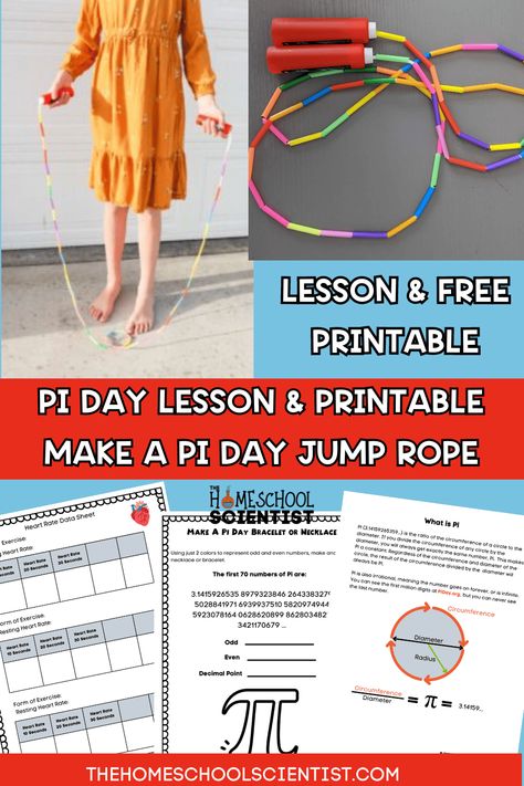 This Pi Day activity and printable lesson helps students understand and remember Pi. Just grab a few dollar store items and enjoy this interactive way to learn about Pi! Straw Projects, Pi Day, Stem Activities, Math Skills, Jump Rope, The Hard Way, Homeschool Resources, Fine Motor Skills, Educational Toys