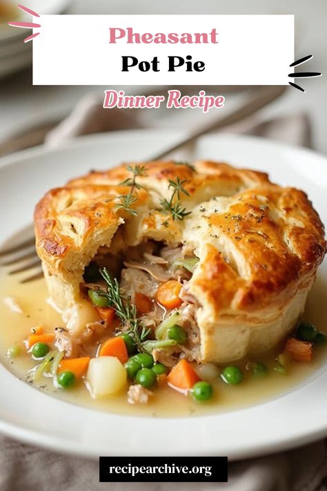 Pheasant Pot Pie Outlander Kitchen Recipes, Pheasant Pot Pie Recipes, Pheasant Pot Pie, Best Pheasant Recipes, Pheasant Crockpot Recipes, Wild Pheasant Recipes, Pheasant Breast Recipes, Pot Pie Dinner, Entrees Dinner