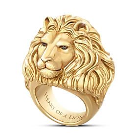 Lion Head Black Sapphire Men's Ring Mens Sapphire Ring, Heart Of A Lion, Lion Gifts, King Ring, Lion Ring, Mens Stainless Steel Rings, Ring Man, Black Gold Jewelry, Barbie Gowns