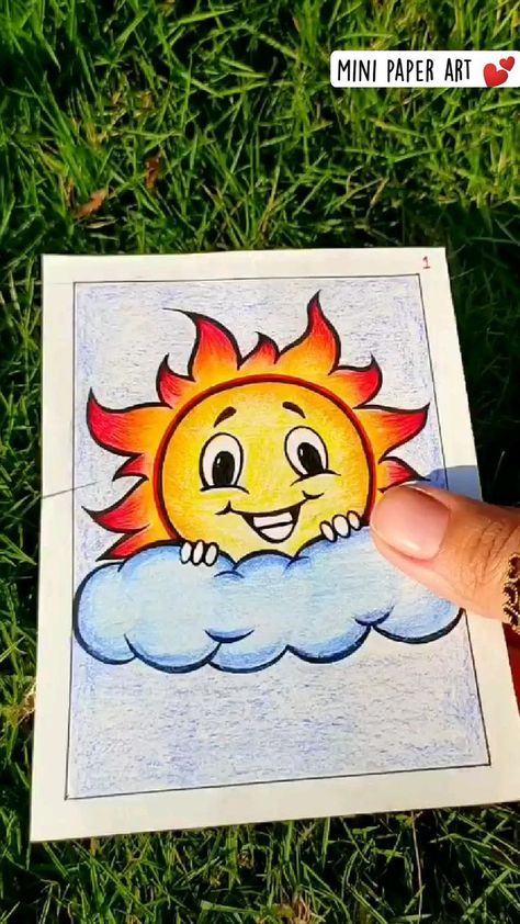 Mini paper art💕 | Art drawings for kids, Cute doodle art, Mini canvas art Simple Art Drawings For Kids, Summer Drawing Ideas Creative, Kids Drawing Ideas, Pencil Colour Drawing, Drawing Pictures For Kids, Drawings For Kids, Drawing Ideas For Kids, Drawing Kids