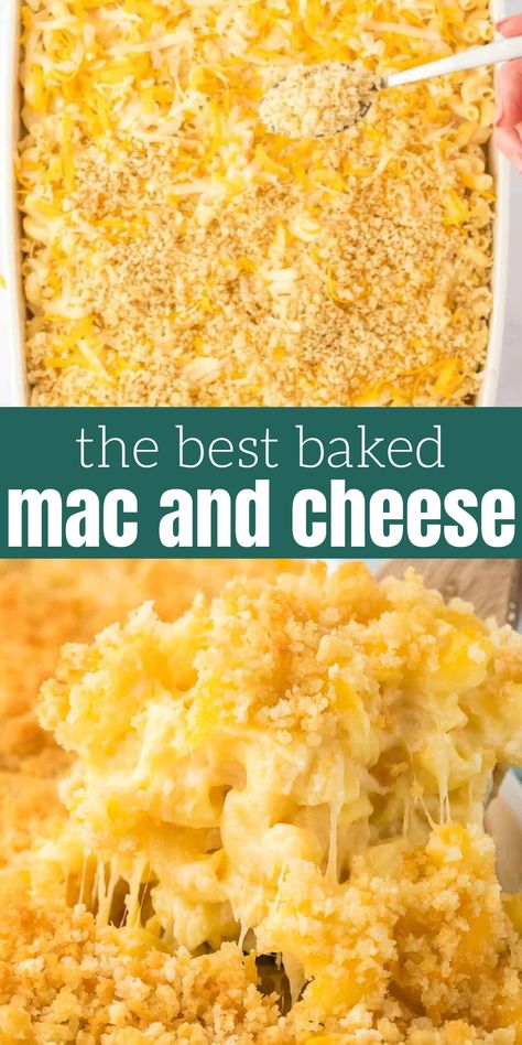 Everyone needs a good baked mac and cheese recipe for special occasions. This one is mine and it always gets rave reviews! The crunchy topping and extra cheesy inside is incredible! Cheesy Baked Mac And Cheese Recipe, Best Homemade Mac And Cheese Recipe Easy, Food Network Mac And Cheese, Easy Homemade Baked Mac And Cheese, Best Macaroni And Cheese Baked Mac, Recipe For Macaroni And Cheese, Mccheese Recipe, Dump And Bake Mac And Cheese, Mac Cheese Recipes Baked