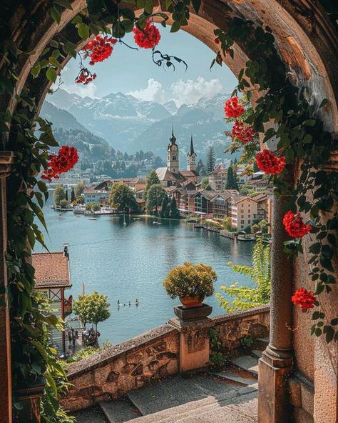 Lucerne, Switzerland 🇨🇭 Lake Lucerne Switzerland, Switzerland Aesthetic, Mount Pilatus, Lake Lucerne, Lucerne Switzerland, Honeymoon Destination Ideas, Medieval Architecture, Green Country, Senior Trip