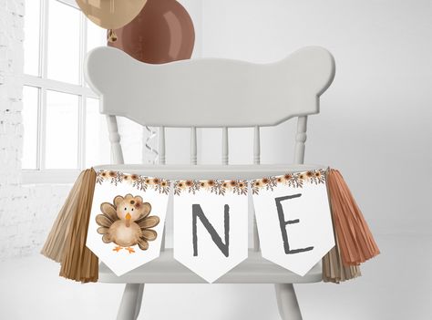 Thanksgiving 1st Birthday, Turkey Birthday Party, Turkey Theme, Fall 1st Birthdays, 1st Birthday Pictures, Banner Decor, Twins 1st Birthdays, First Birthday Party Themes, Pennant Banner