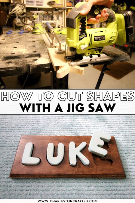 Looking to do a fun wood project with shapes? It’s easy to cut shapes with a basic jig saw. Here’s how! Jig Saw Projects Diy, Jigsaw Projects, Simple Bookshelf, Kid Friendly Crafts, Toy Tools, Jig Saw, Diy Plant Stand, Cut Out Shapes, Wood Project