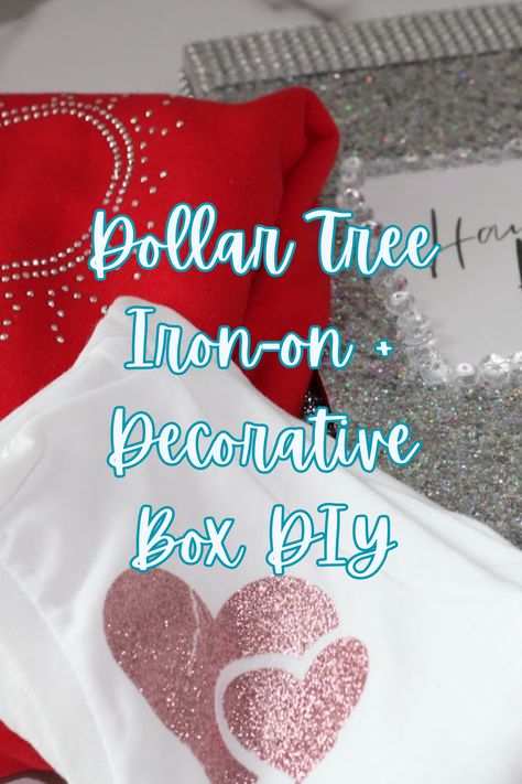 Transform beasic tshirts into a fashionable Valentines Design with Dollar Tree iron-on supplies! Learn how to create stunning iron-on T-shirts and glam decorative letter boxes without breaking the bank. Perfect for adding a touch of style to your outfits and sprucing up your space. Click for easy step-by-step tutorials! #DIY #DollarTree #IronOn #Crafts #TShirtDIY #GlamDecor #HomeDecor How To Print On Tshirts Diy With Iron, Iron Letters On Shirt Diy, Iron On Letters Shirt Diy, Letter Boxes, Diy Valentine's Day, Tutorials Diy, Valentines Design, Glam Decor, Letter Box