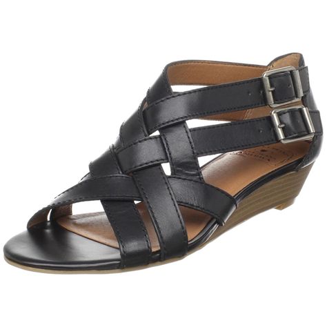 Sandals Ideas, Womens Slides Sandals, Womens Sandals Wedges, Black Wedge Sandals, Slides Sandals, Womens Slides, Womens Wedges, Black 7, Ankle Straps