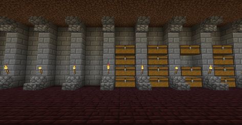 Storage Room Ideas Minecraft, Minecraft Underground Storage, Empire Minecraft, Minecraft Chest Room Ideas, Chest Room Minecraft, Storage Room Design, Minecraft Town Square, Minecraft Storage Room Ideas, Storage Room Ideas