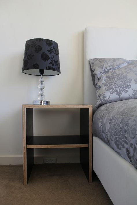 Plywood Bedside Table, Ply Furniture, Black Plywood, Bed Side Table, Melbourne Victoria, Woodworking Ideas, Free Time, Furniture Ideas, Bedside Table