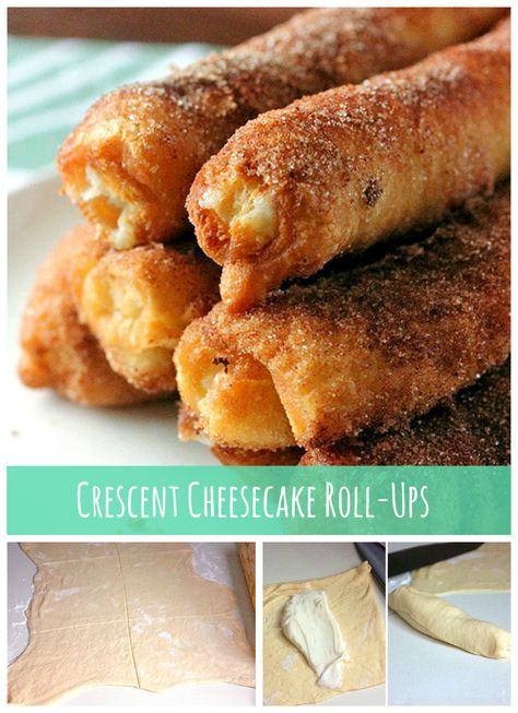 Blogger Nicole Nared takes her signature Fried Cheesecake Roll-Ups to the next level with these flaky, buttery Crescent Cheesecake Roll-Ups. Cheesecake Roll Ups, Crescent Cheesecake, Food Pastries, Fried Cheesecake, Future Chef, Crescent Recipes, Crescent Roll Recipes, Roll Ups, Oven Recipes