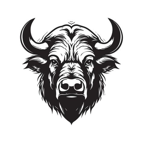 Buffalo Vector, Buffalo Tattoo, Hand Drawn Illustration, Drawn Illustration, Blackwork, Vector Art, Buffalo, Hand Drawn, Vector Free