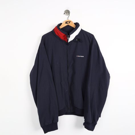 "Tommy Hilfiger Windbreaker Jacket / Mens 2XL / Navy Size on label - Mens 2XL Our recommended size - Mens 2XL Length - 28\" Chest - 30\" Color: Navy Flaws: Marks on the front SKU: L22 - 6176" Tommy Hilfiger Outfits Men, Tommy Hilfiger Outfits, Tommy Hilfiger Windbreaker, Windbreaker Jacket Mens, Windbreaker Jacket, Nike Jacket, Adidas Jacket, Rain Jacket, Tommy Hilfiger