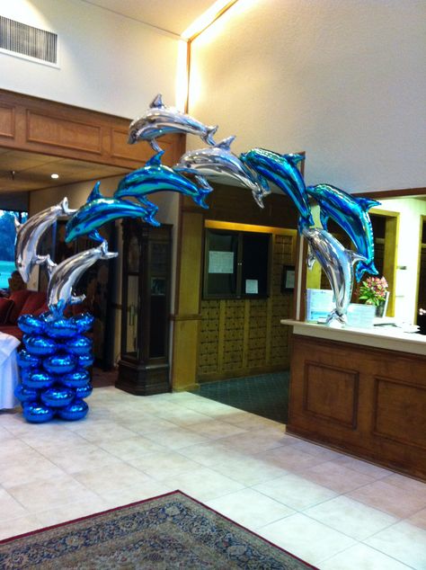 Dolphin arch | Flickr - Photo Sharing! Dolphin Party Decorations, Under The Sea Prom Theme Decoration, Under The Sea Dance Decorations, Under The Sea Dance Theme, Under The Sea Prom, Dolphin Birthday Party, Under The Sea Dance, Dolphin Birthday Parties, Dolphin Birthday