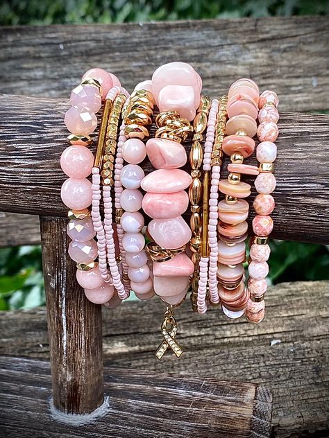 Stackable Beaded Bracelets Diy, Beaded Stack Bracelets, Beaded Stretch Bracelets Ideas, Stretch Bracelets Ideas, Beaded Bracelets Pink, Stretch Beaded Bracelets Diy, Stackable Beaded Bracelets, Crystal Bead Jewelry, Fancy Jewellery Designs