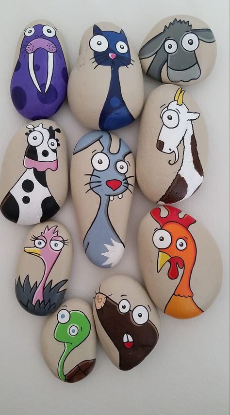 Painted Stones Ideas, Garden Rock Art, Rock Painting Tutorial, Painted Rock Animals, Diy Rock Art, Stone Art Painting, Painted Rocks Kids, Tanah Liat, Painted Rocks Craft