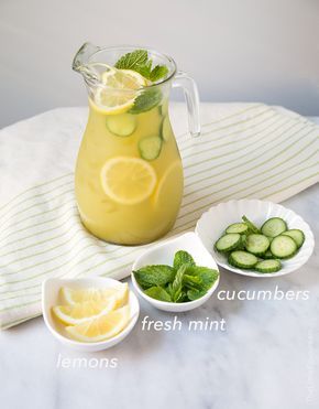 Cucumber Mint Lemonade via The Little Epicurean Cucumber Mint Lemonade, Watermelon Mint Lemonade, Cucumber Lemonade, Cucumber Detox Water, Cooking Curry, Mint Lemonade, Cucumber Water, Watermelon Mint, Lemonade Drinks