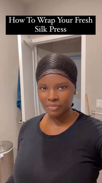 How To Wrap Your Hair After A Silk Press, Wrapping A Silk Press, How To Wrap Hair After Silk Press, Silk Press Wrap Hair, Silk Press Natural Short Hair Black Women, Silk Press Wrap, Wrapping Silk Press At Night, How To Wrap A Silk Press, Wrap Silk Press Hair