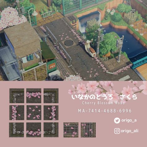 Acnh Road Design Code Japan, Acnh Concrete Path, Animal Crossing Road Codes, Acnh Elegant, Japanese Neighborhood, Acnh Pattern, Japan Theme, Acnh Path, Urban Island