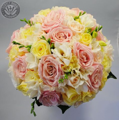 pink and yellow Pink Yellow Green Wedding Theme, Pink And Yellow Bridal Bouquet, Pink And Yellow Flowers, Pink And Yellow Wedding Theme, Pink And Yellow Wedding, Light Pink Quinceanera Dresses, Bride Bouquet Pink, Pink Yellow Weddings, Yellow Rose Bouquet