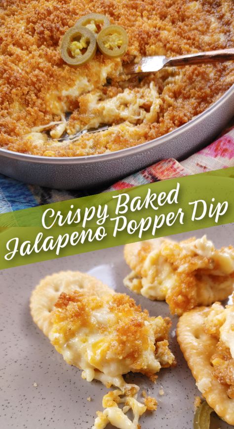 An easy dip recipe with creamy, gooey cheese and jalapeno peppers baked under an extra crispy breadcrumb coating that crunches just like the famous fried appetizer. Southyourmouth Recipes, Popper Dip Recipe, Jalapeno Popper Dip Recipe, Jalapeno Popper Dip, Awesome Appetizers, Popper Dip, Easy Dip, Stuffed Pepper Dip, Dipping Oil