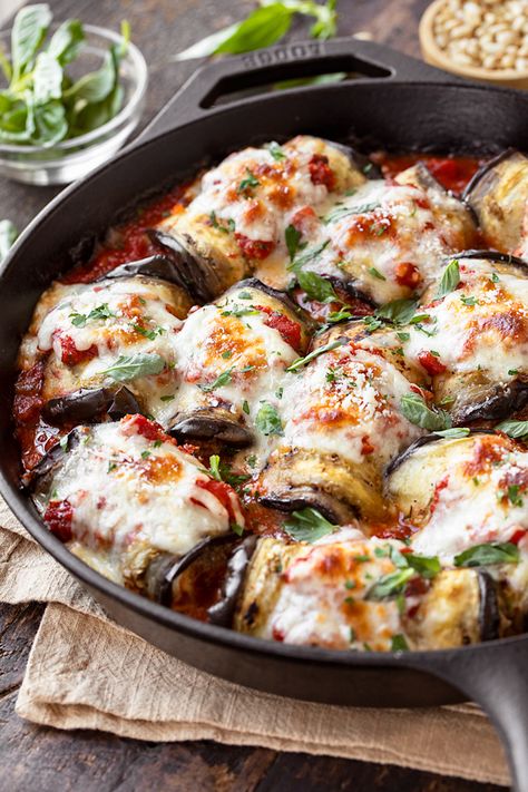 Beef With Eggplant, Eggplant Involtini Recipes, Eggplant Beef Recipes, Beef Eggplant, Random Dinner, Eggplant Ricotta, Eggplant Involtini, Herbed Ricotta, Chickpea Stew