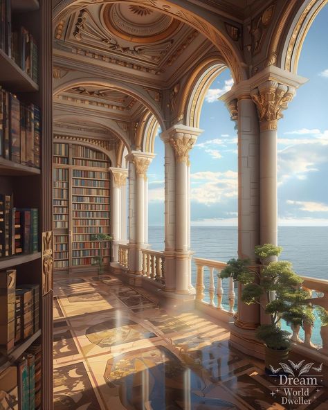 Some Summer Court Inspired Libraries for you today 🌴🌞 Which court inspired libraries should I do next? . . . . . . #nightcourt… | Instagram Summer Court, Dreamscape Architecture, Glamour Decor, Dream Library, Dream World, A Court Of Mist And Fury, Cute Bedroom Decor, Fantasy Castle, Fantasy Places