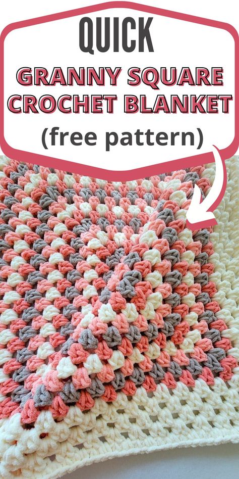 This free crochet granny square blanket pattern is a modified version of the traditional granny pattern. It is a very easy and beginner-friendly crochet pattern. The afghan pattern is simple yet interesting and classic. Quick Granny Square Crochet, Quick Granny Square, Crochet Granny Stitch Blanket, Crocheting Tutorial, Granny Rectangle, Granny Square Crochet Blanket, Square Crochet Blanket, Crochet Granny Stitch, Chunky Crochet Blanket Pattern