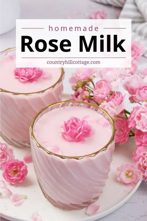 Rose Milk Tea, Rose Drink, Easy Rose, Kitchen Witch Recipes, Milk Tea Recipes, Reflux Diet, Rose Flavored, Rose Milk, Milk Recipes