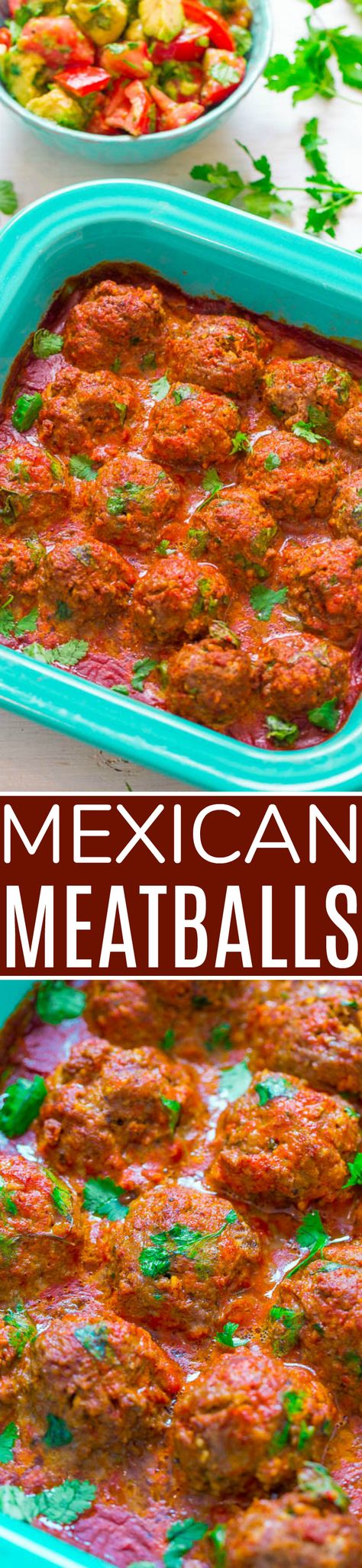 Mexican Beef Meatballs with Tomato Avocado Salad - These FAST and EASY beef meatballs are packed with protein that can provide strength to fuel the whole family. They’re coated in enchilada sauce and are loaded with Mexican-inspired flavors!! Great for busy weeknight dinners or easy-breezy entertaining!! #BeefItsWhatsForDinner #NicelyDone Easy Beef Meatballs, Tomato Avocado Salad, Mexican Meatballs, Southwestern Recipes, Averie Cooks, Mexican Beef, Tomato Avocado, Meatball Recipes Easy, Avocado Tomato Salad