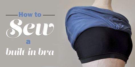 Diy Built In Bra How To Sew, Sew Sports Bra Pattern, Sewing A Bra Into A Dress, How To Add A Shelf Bra To A Tank Top, Tank Top With Built In Bra, Built In Bra Top, Bra Tutorial, Sports Bra Sewing Pattern, Built In Bra Dress