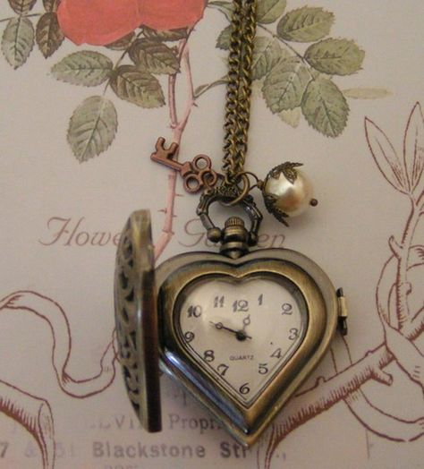 locket watch pendant. Rustic Hearts, Watch Locket, Antique Pocket Watch, Heart Watch, Old Clocks, I Love Heart, Beating Heart, Key To My Heart, Tick Tock