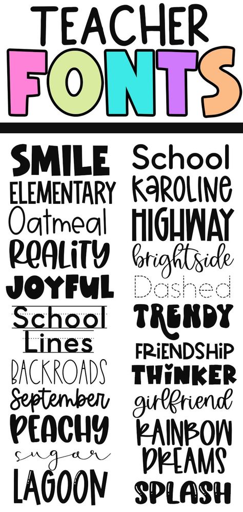 Fonts for teachers! Perfect for worksheets, bulletin boards, name tags, decor and more! Fonts For Teachers, Teacher Fonts, Idee Cricut, Best Fonts, New Classroom, Future Classroom, Teaching Classroom, Teacher Hacks, Kindergarten Classroom