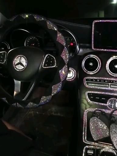 Sparkle Car Accessories, Sparkle Car Interior, Blinged Out Car Interior, Sparkly Car Interior, Inside Car Ideas, Bling Car Interior, Car Mods Interior, Inside Car Decorations, Interior Car Aesthetic