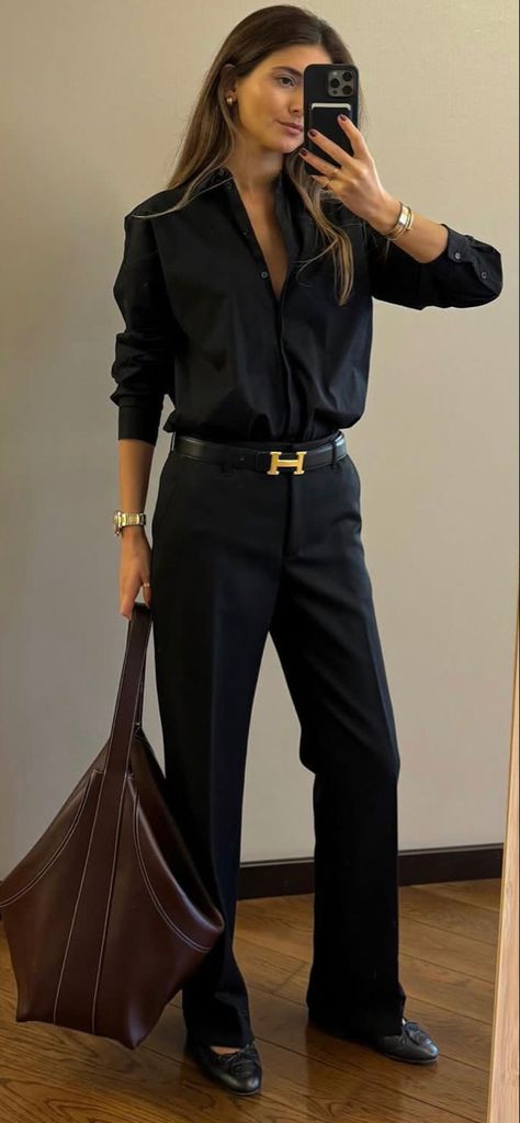 Day To Night Work Outfit, Olivia Palermo Style 2024, Business Women Outfits Classy, Silk Button Up Shirt Outfit, Mocassin Outfit Winter, Office Outfits 2024, Radical Chic Outfit, Modern Professional Outfits Women, Dress Pants With Boots