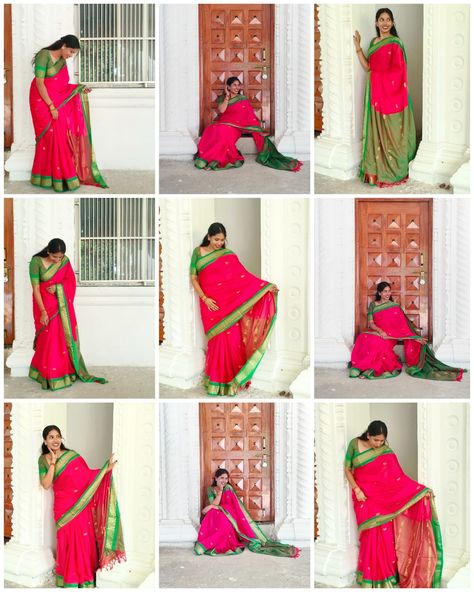 Simple Saree Pose Ideas, Solo Saree Poses, Sauth Saree Look, Sadi Photo Poses, Simple Saree Poses At Home, Traditional Saree Photoshoot Poses, Sari Poses Photo Shoot, Saree Photoshoot Ideas Creative, Saree Photo Poses